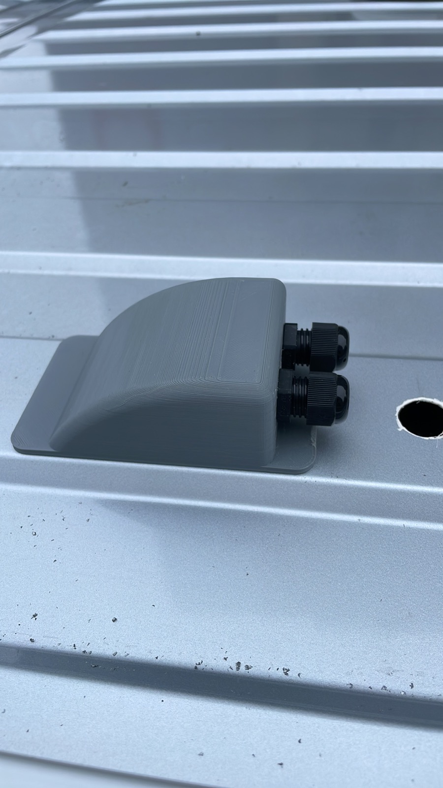 Cable entry on van roof for solar panels