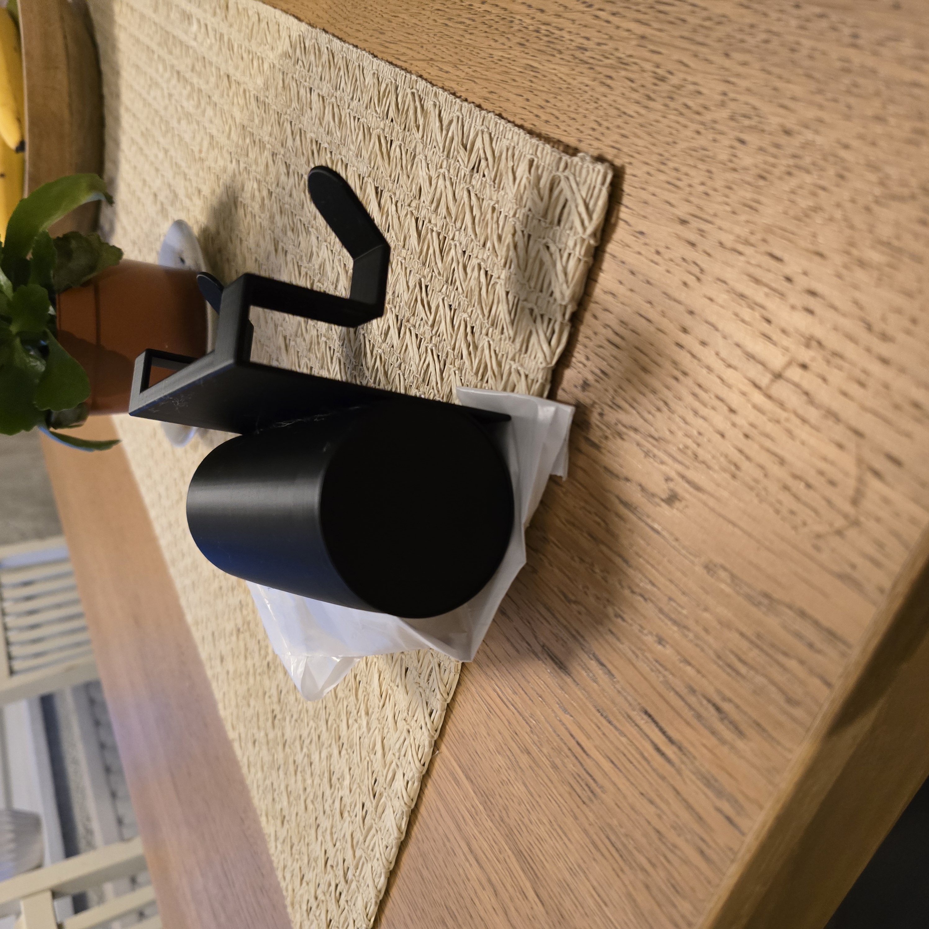 Kitchen garbage bag holder, with towel hooks