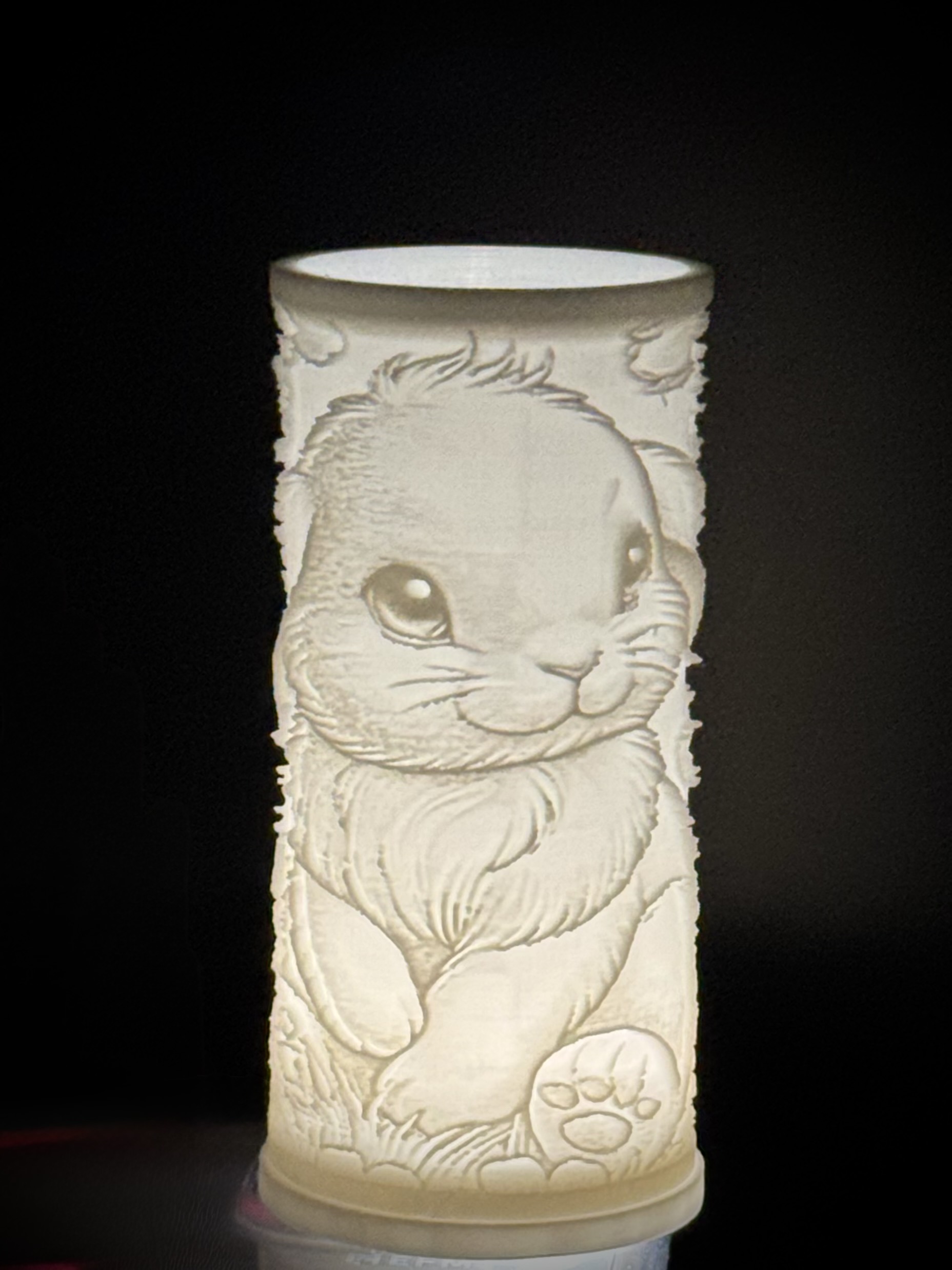 Easter Bunny Lithophane Cylinder Tealight Candle