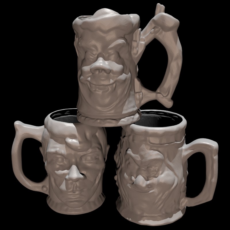 Set of Wooden Face Beer Mugs