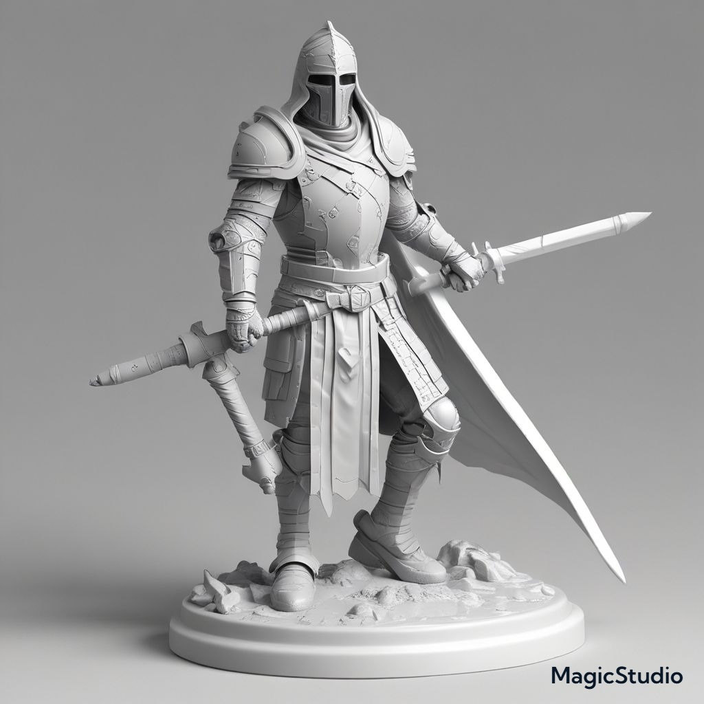 Miniature knights and a beast