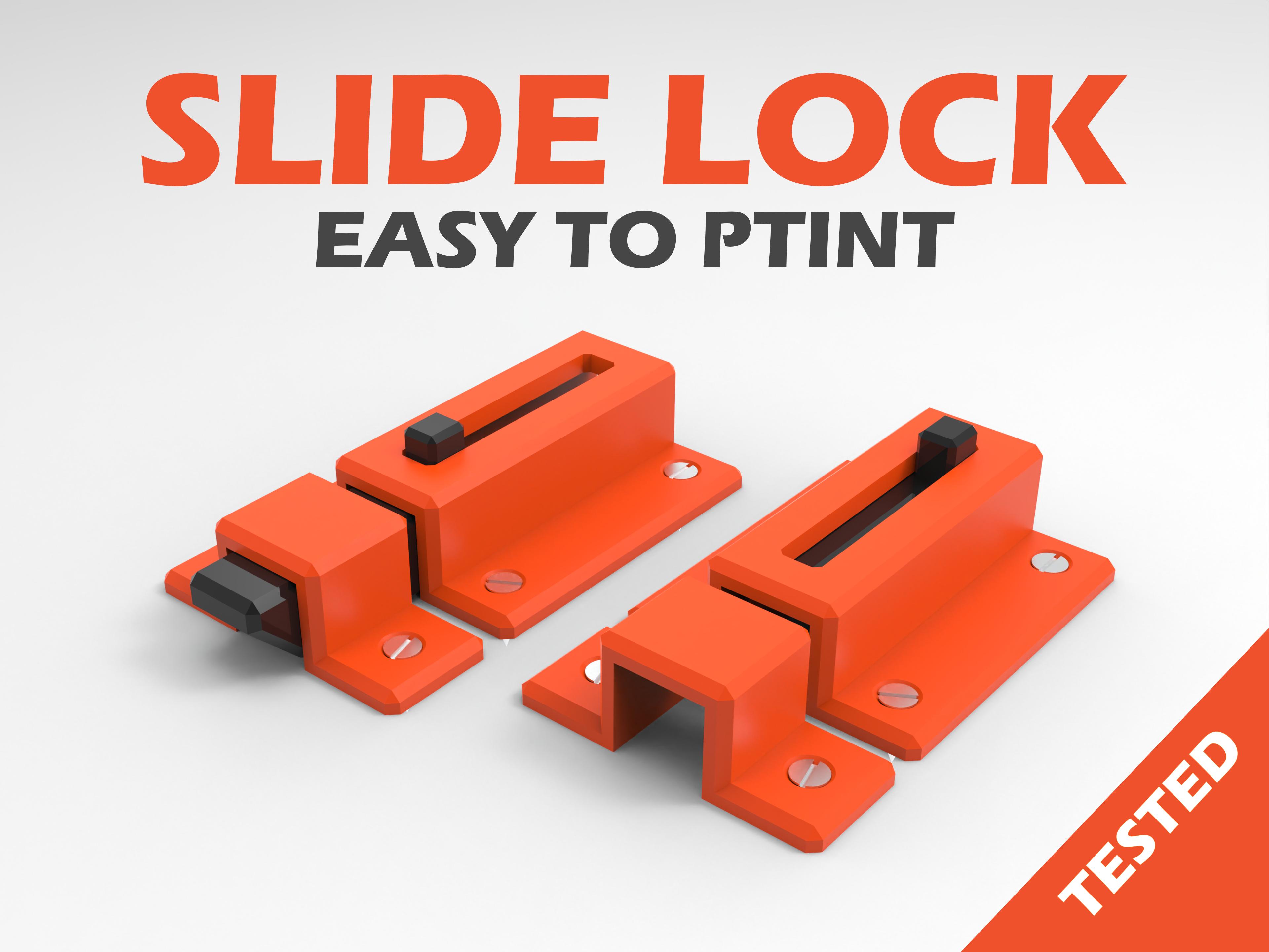 SLIDE LOCK - DOOR BOLT (Tested) 3D model thumbnail
