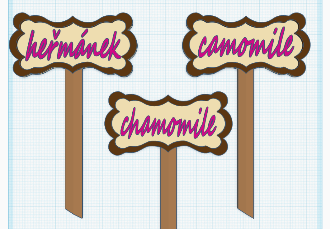 Garden tag - chamomile/camomile/heřmánek