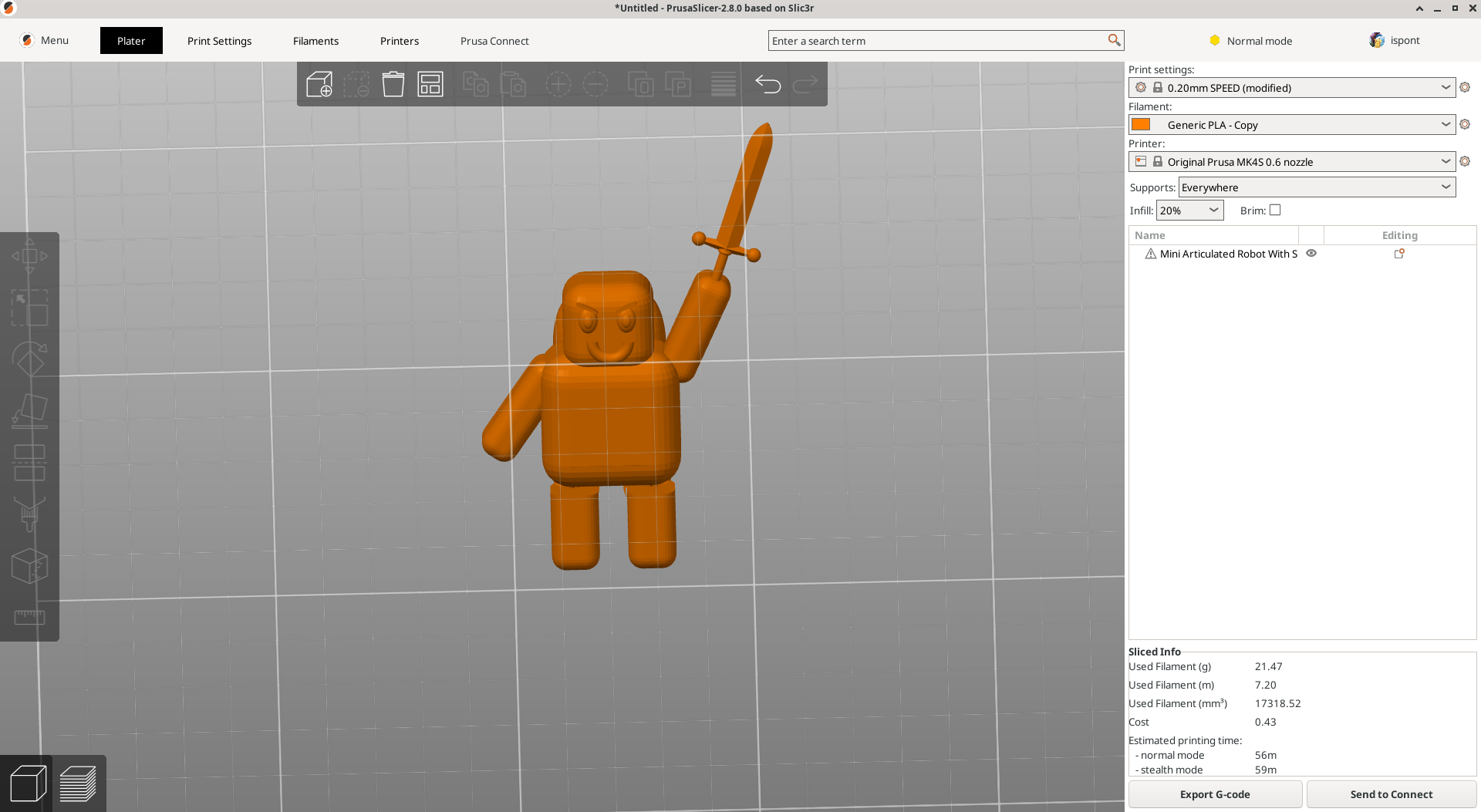 Mini Articulated Robot With Sword