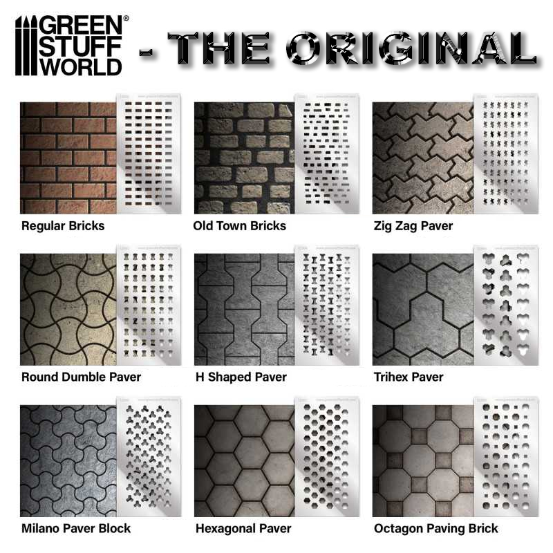 Paving brick and pavement molds for miniatures (also for laser cutters)