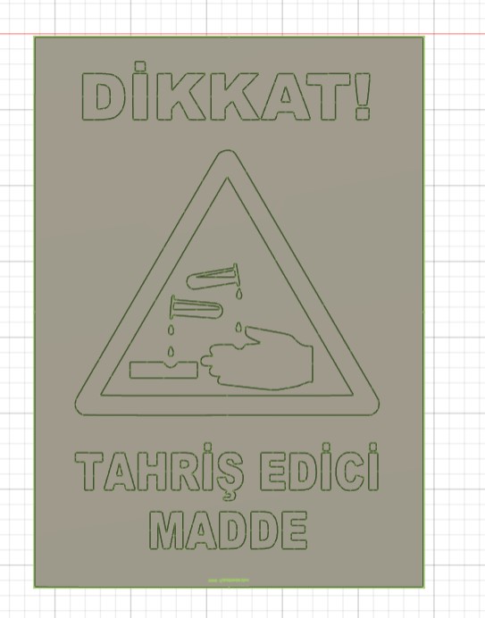 Corrosive Warning Sign (Turkish)