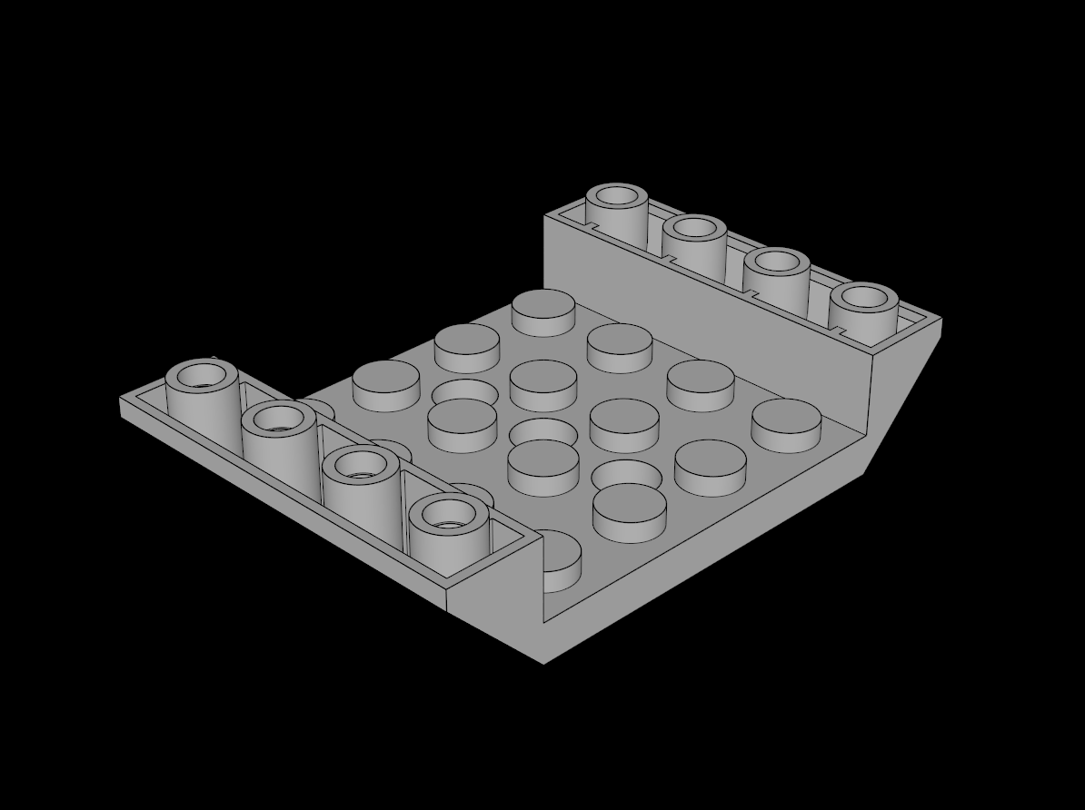 Lego Compatible (60219.dat) Slope Brick 45  6 x  4 Double Inverted with Centre Holes
