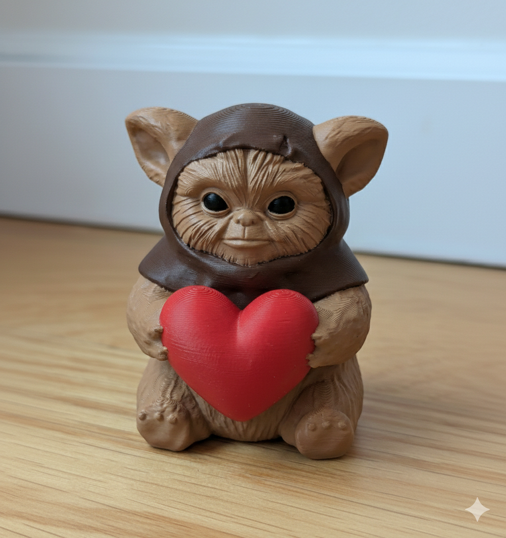 Valentines Day Ewok:  Chibi Ewok with a Heart - <12g mono or 112g multicolor