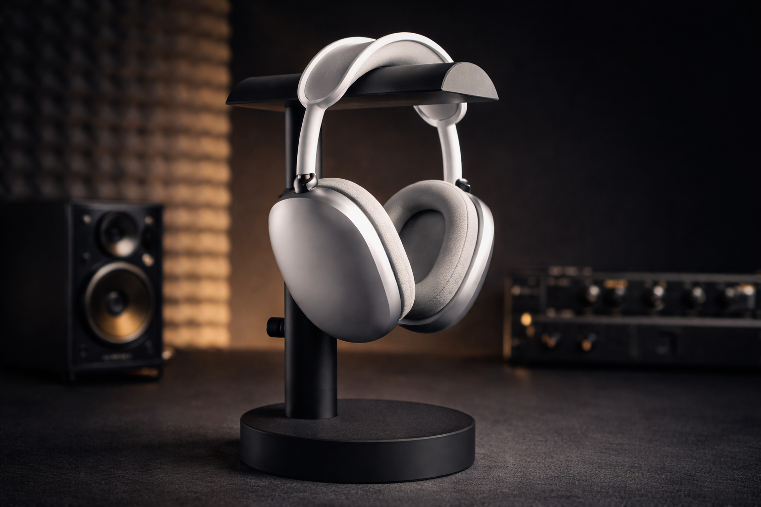 Adjustable Headphone Stand for Desk – Minimal Telescopic Headphones Holder | Modern Office Design