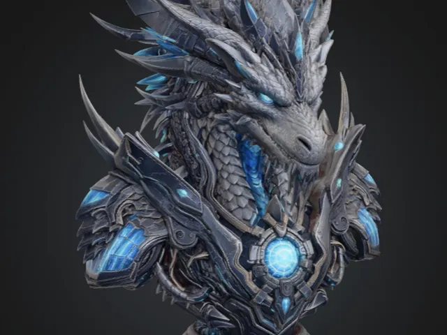 Cyborg Dragon Bust