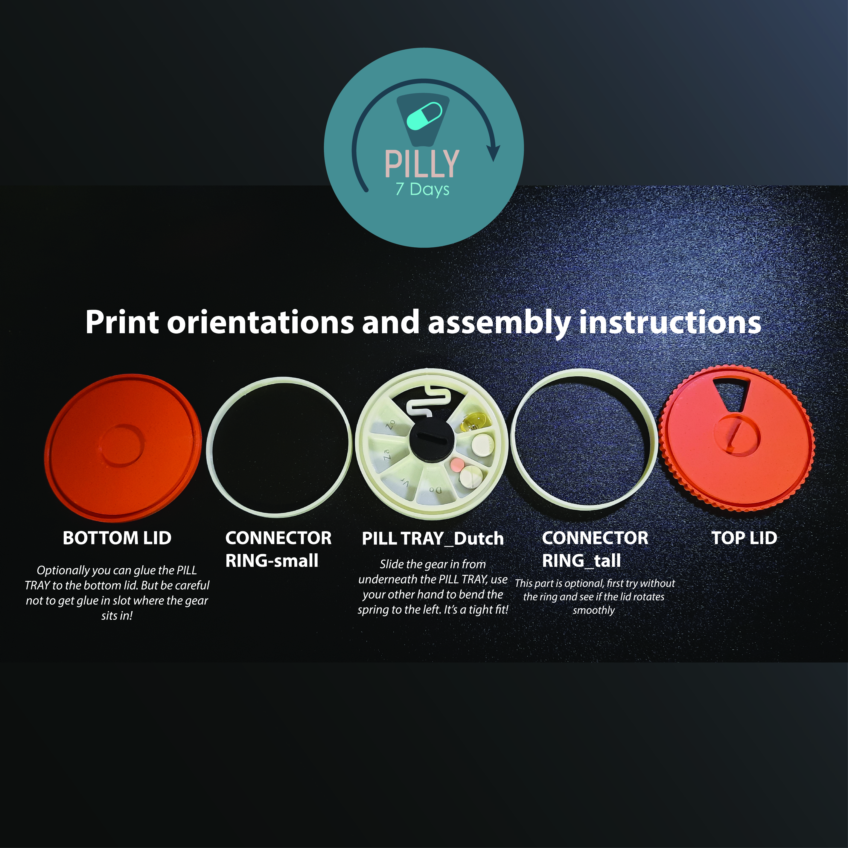 PILLY! 7 Days. The convenient daily medication dispenser.