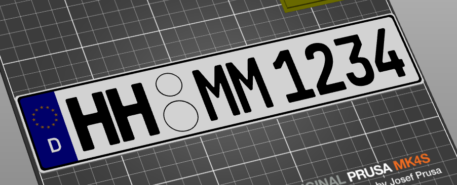 Kfz Kennzeichen Sample (German-EU) license number plate Einzeilig