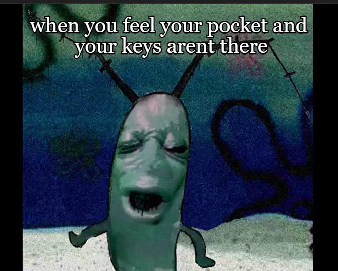 Cursed Plankton meme keychain