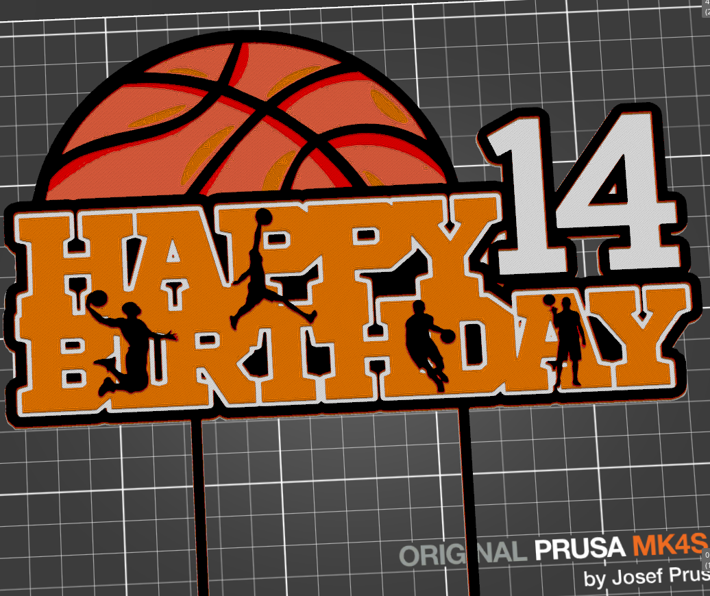 cake topper Happy Birthday 14 basketball player