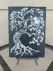Bonsai with Moon wall art