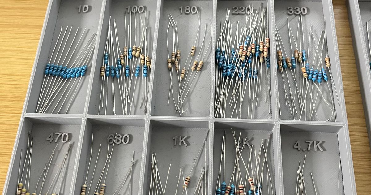 Resistor organizer (labeled) by Rex Download free STL model