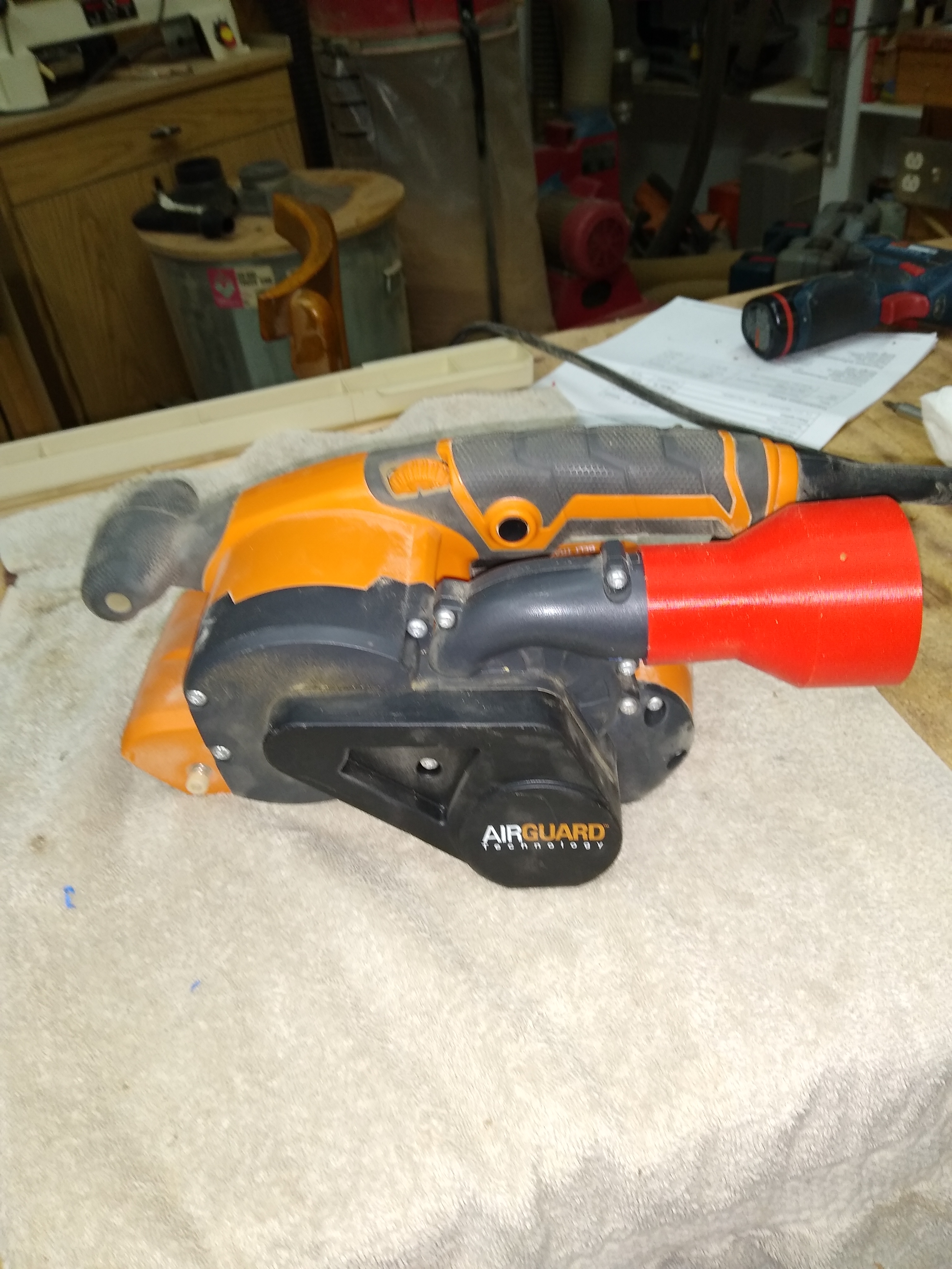 Ridgid  R2740 Belt Sander to shop vacuum adapter