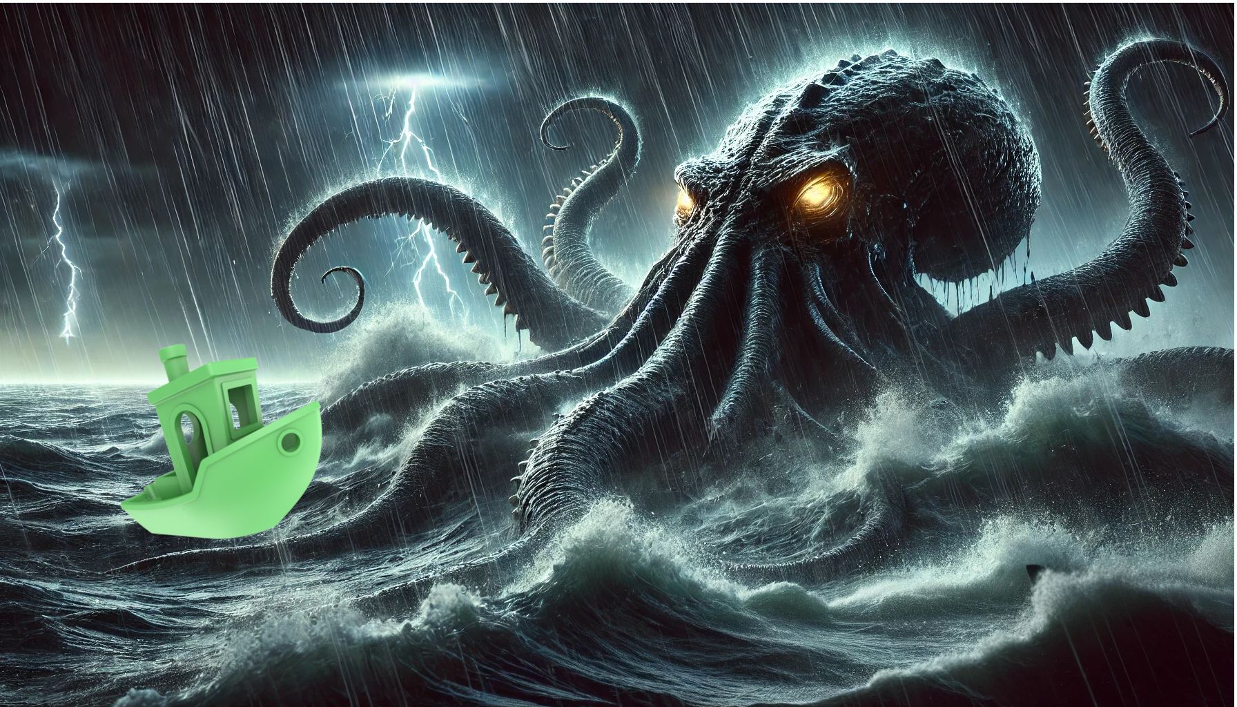 Lithophane Benchy vs Kraken by Miko_Art