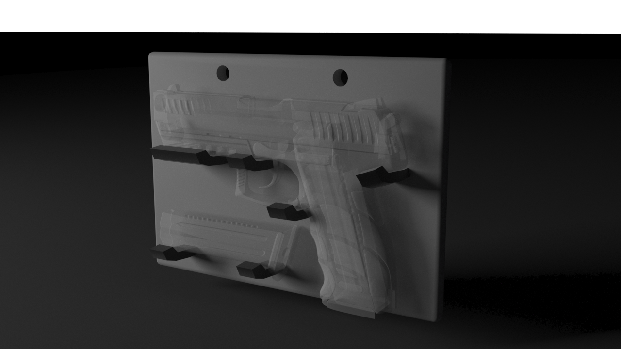 Wandhalterung für 9 mm Pistole (z.B. HK P90) +1 Magazin / Bambulab P1S