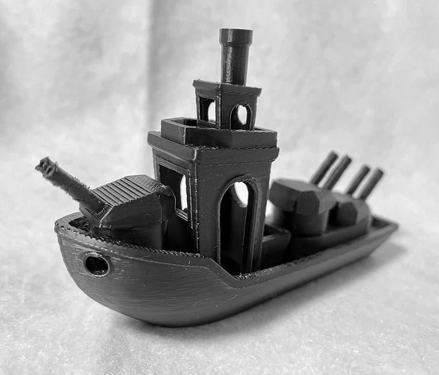 Battle Ship Benchy with rotating turret 3D model thumbnail