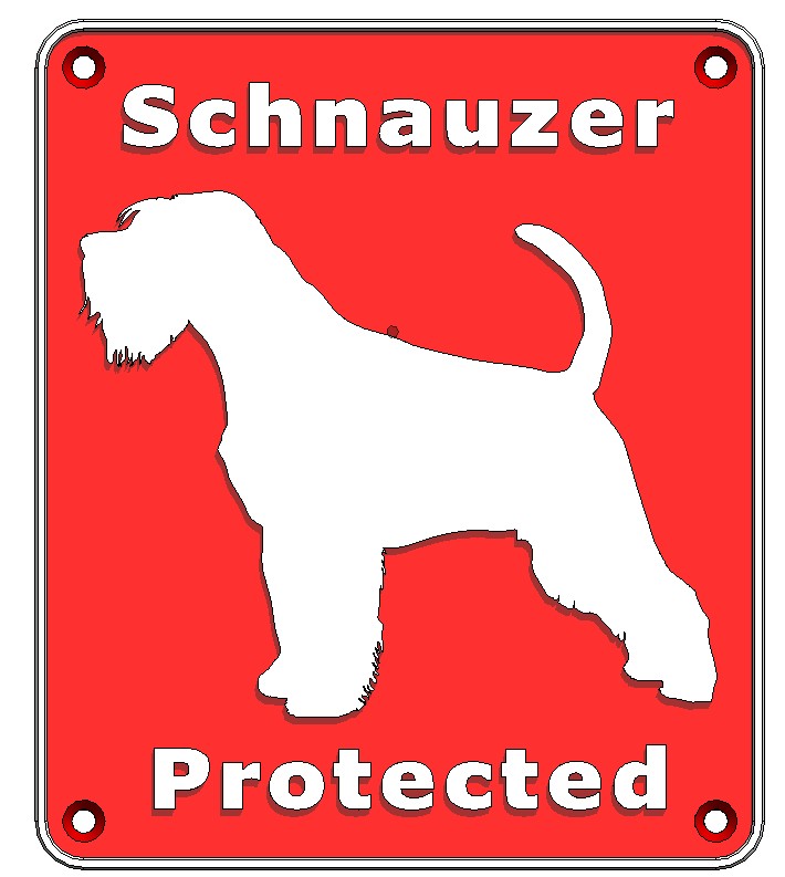 Easy to print "Schnauzer Protected" warning plate. Take also a look to my other models and plce like them.