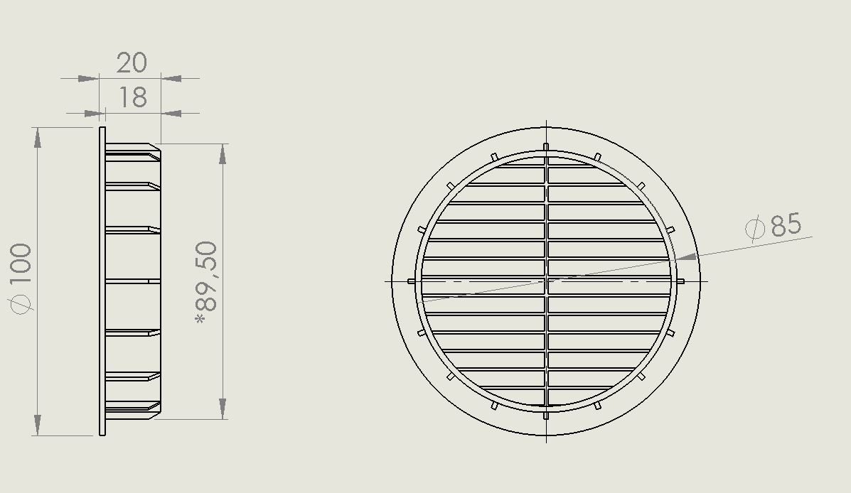 garage ventilation grille Garagen Lüftungsgitter 90mm