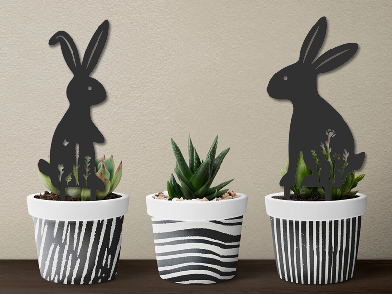 Bunny Garden Stakes Garden Decor Easter Decor Bunny Silhouette