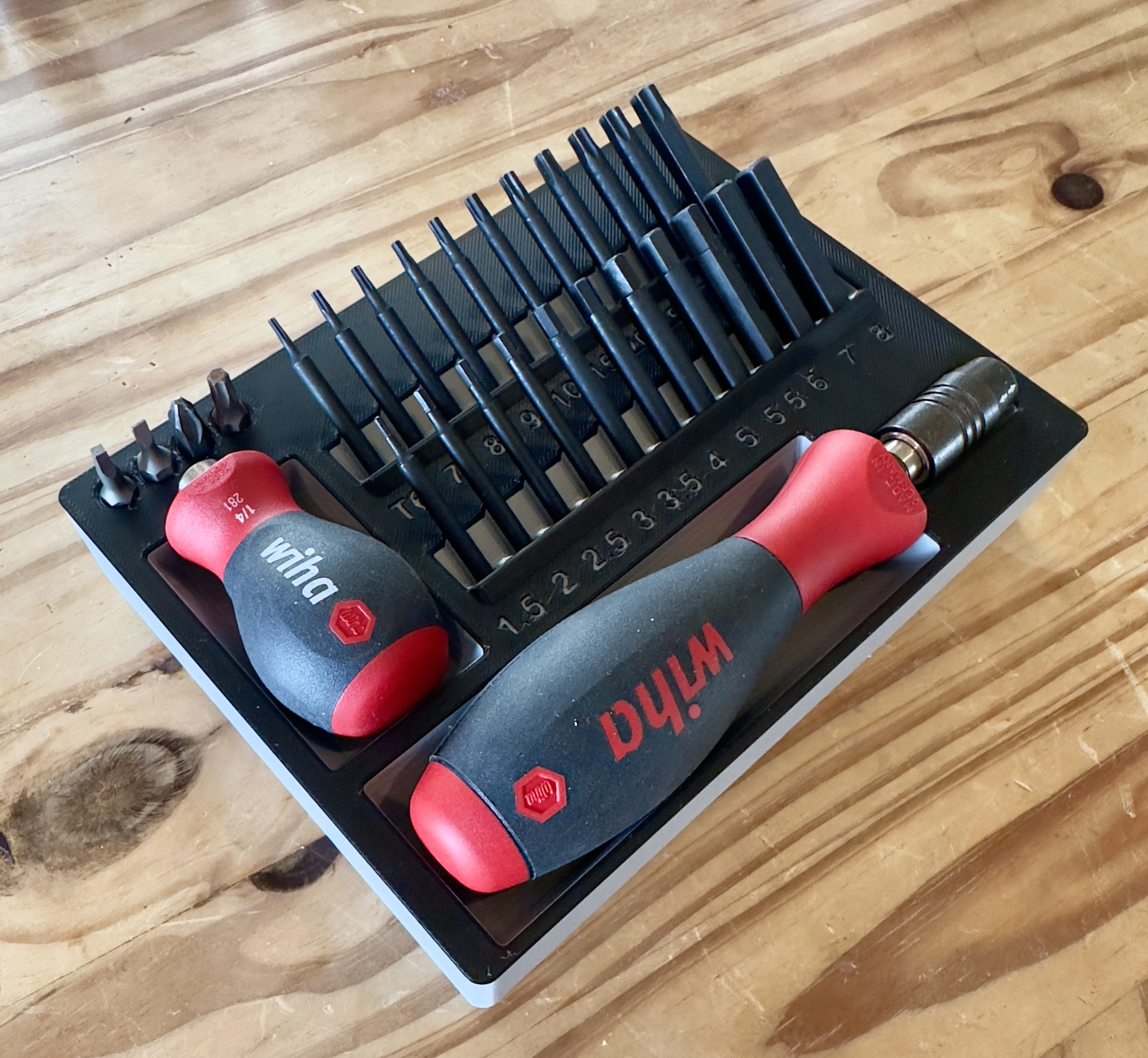 Driver holder - Wiha drivers and Nieko Hex and Torx bit sets - Gridfinity 4x3