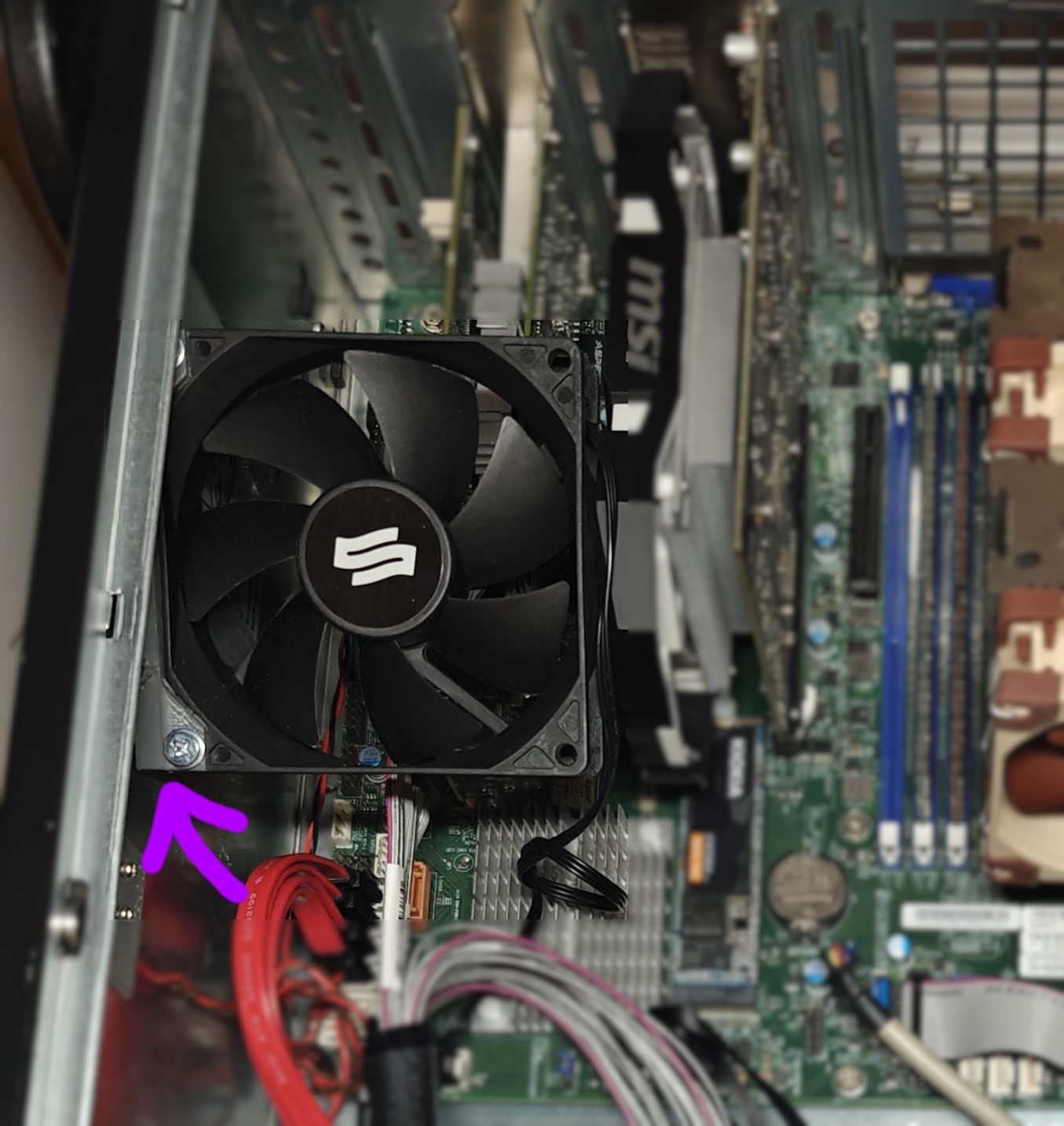 PCIe card fan bracket for Supermicro SC74X 4U chassis