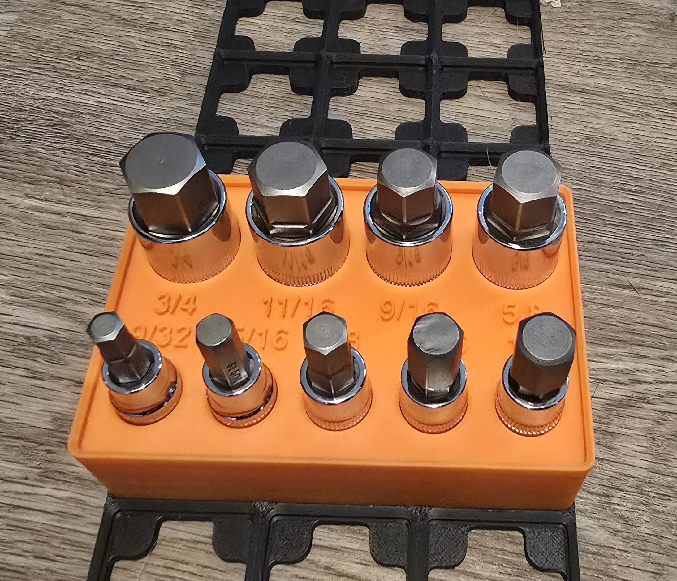 Gridfinity Hex sockets 3/8 and 1/2 (MulWark) 9/32-3/4