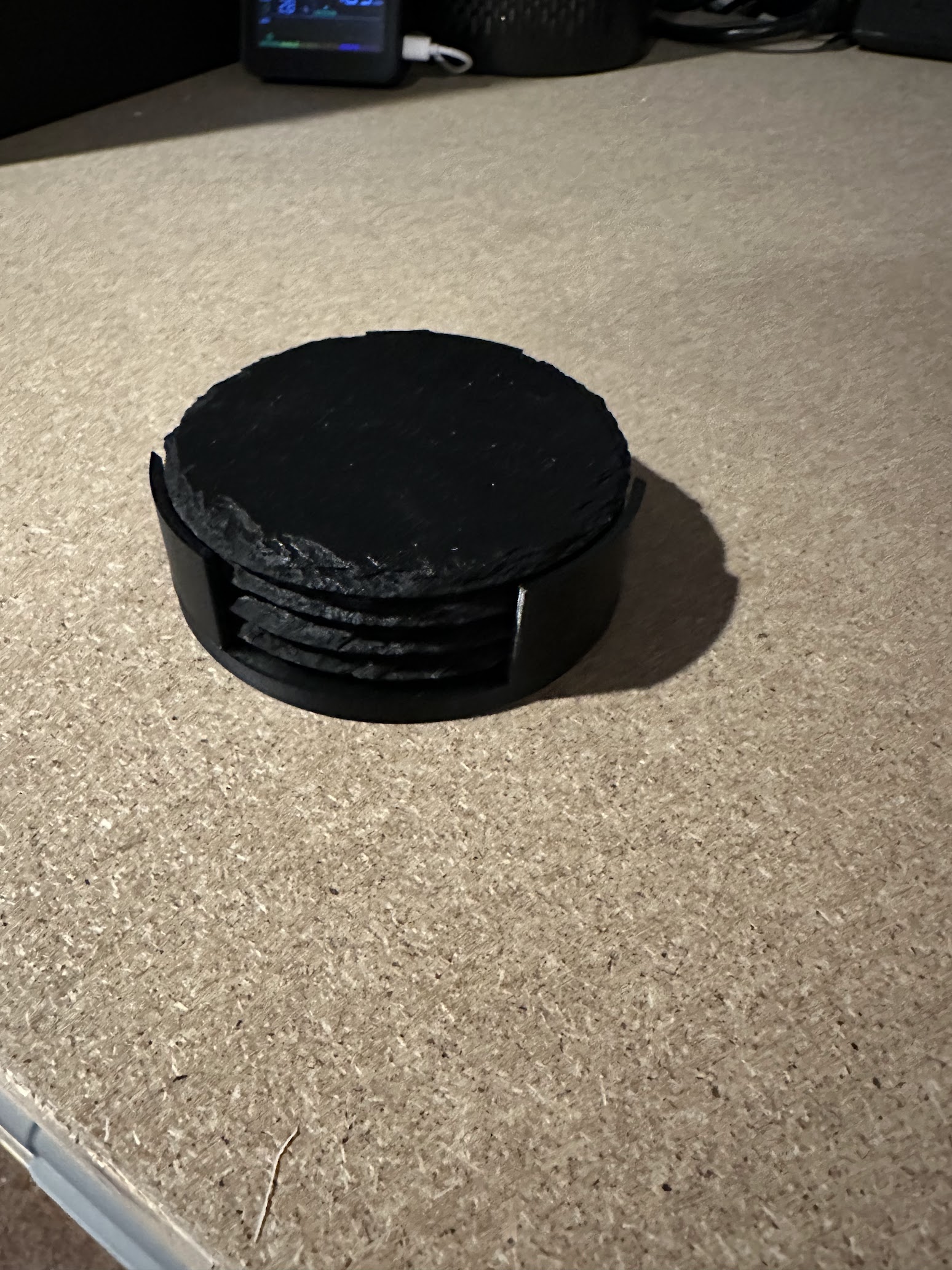 Round slate coaster holder