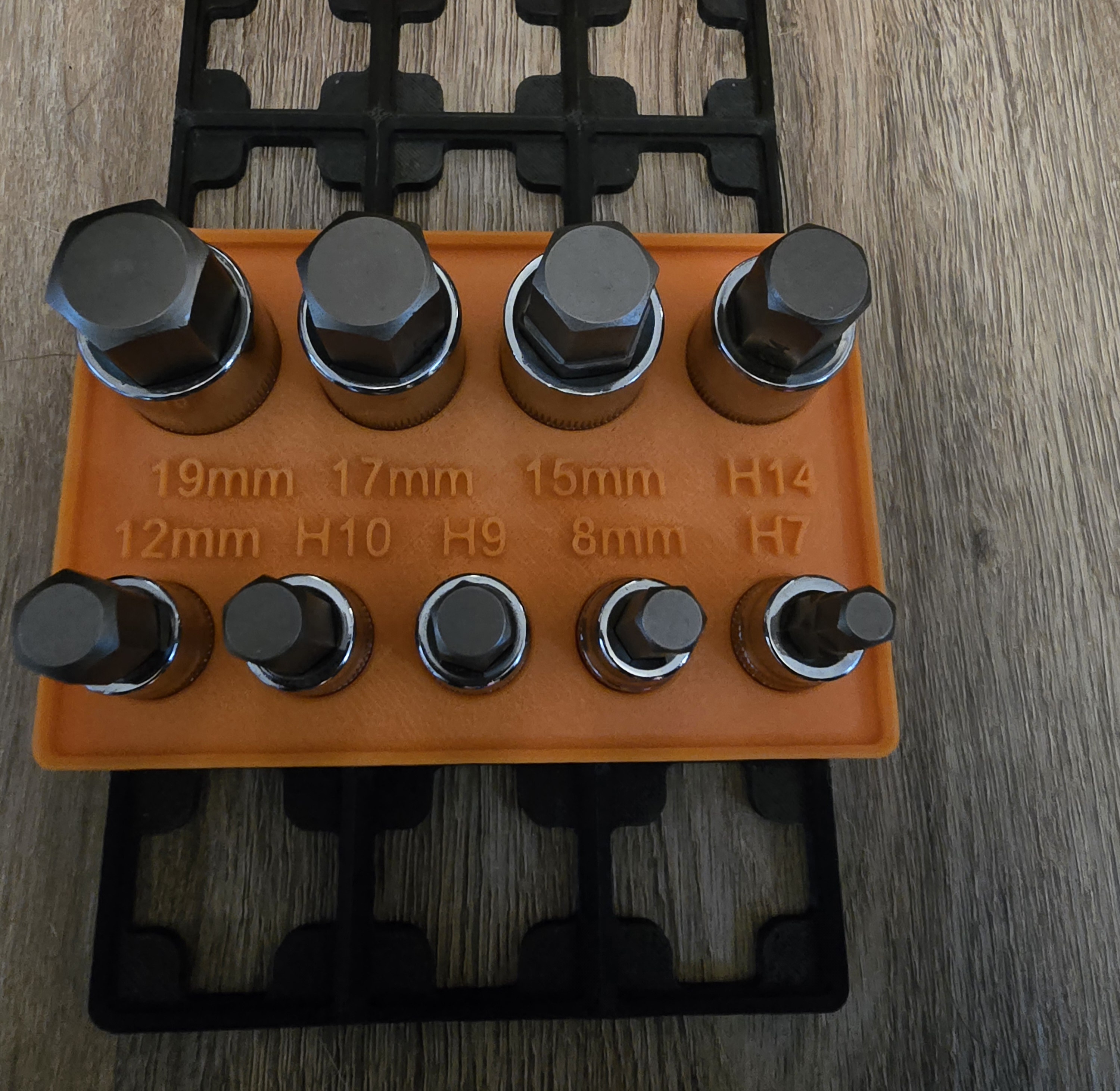 Gridfinity Hex sockets 3/8 and 1/2 (MulWark) 7mm-19mm