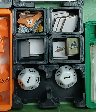 Small Containers and resized Dice Carrier for Root Organizer