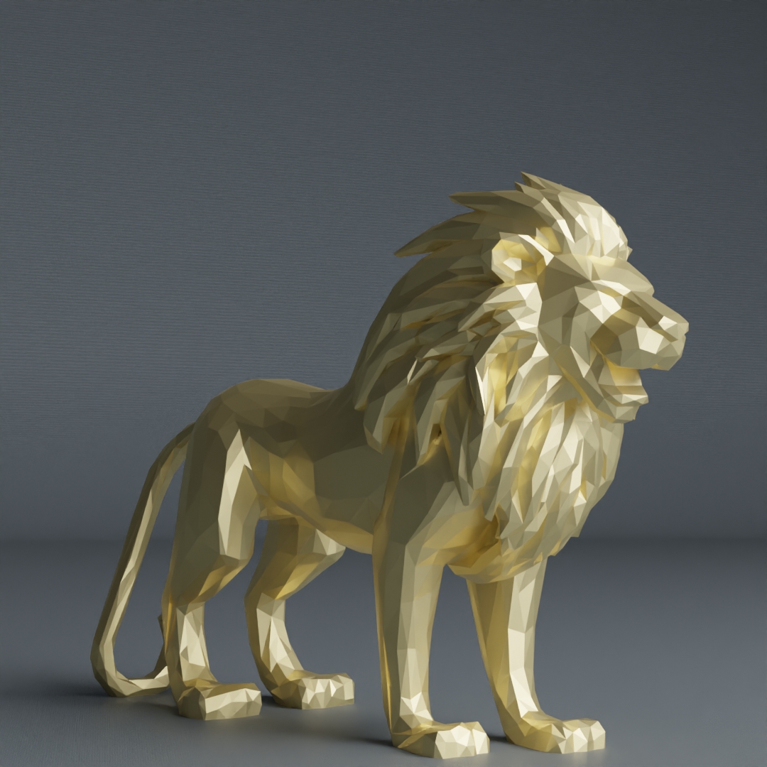 Low Poly Lion sculpture