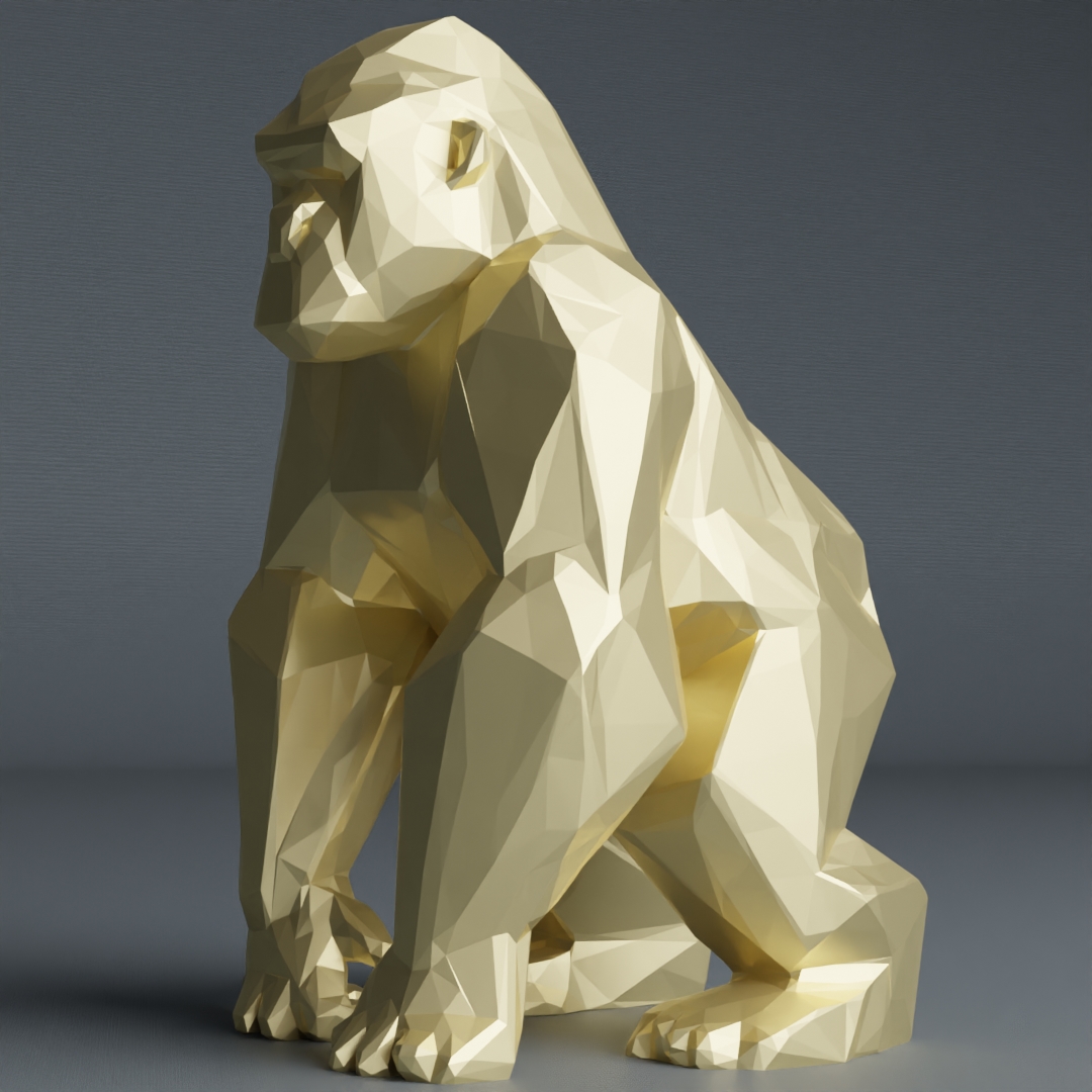 Lowpoly gorilla sculpture
