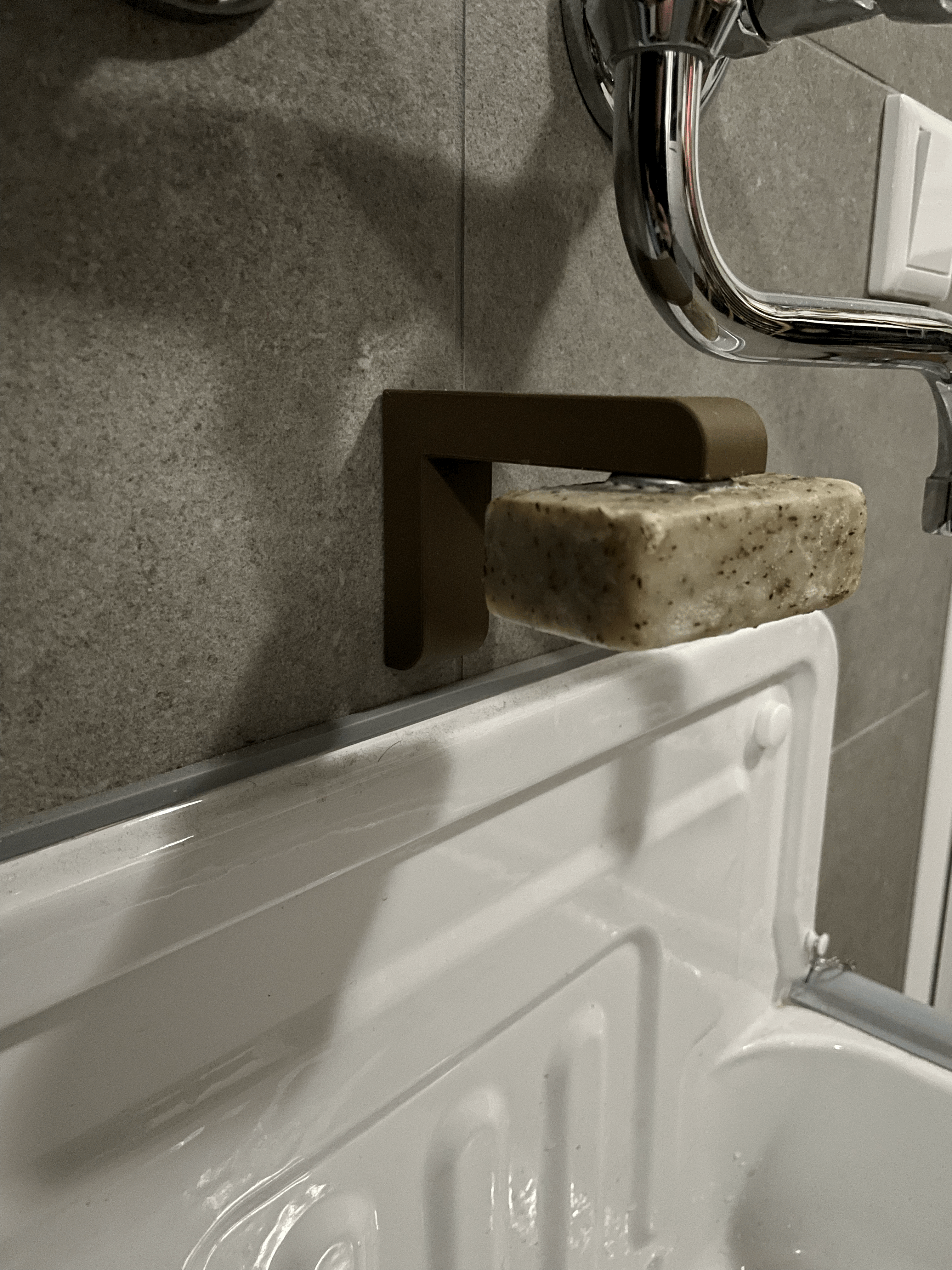 Rectangular soap holder with magnet and adhesive surface