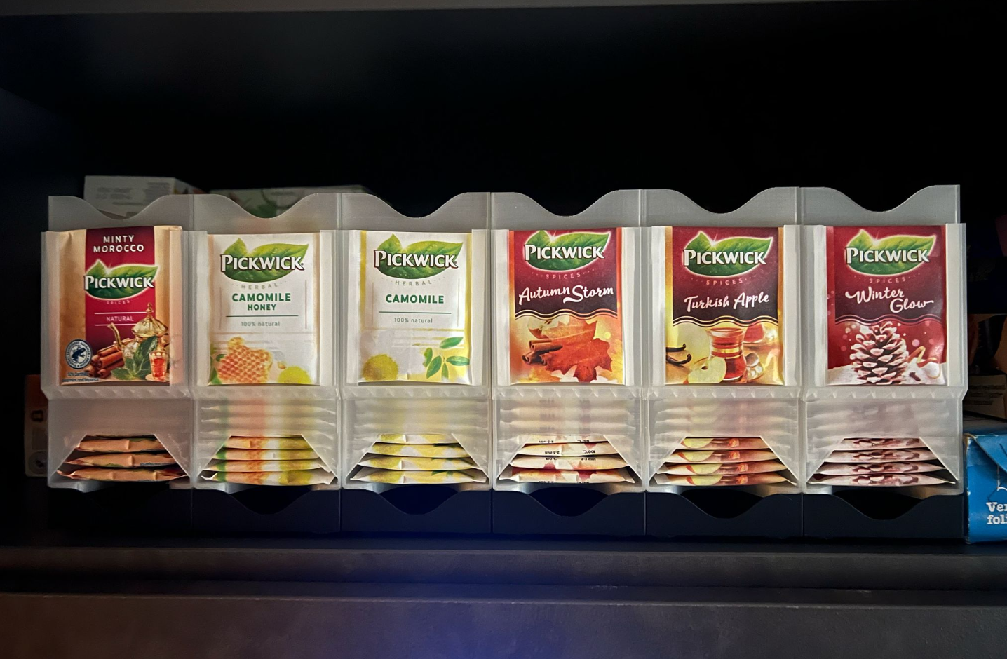 Tea Bag Dispenser - Faster Stackble Interlocking - For Smaller Bags - Extended & Base - for e.g. PickWick 3D model thumbnail