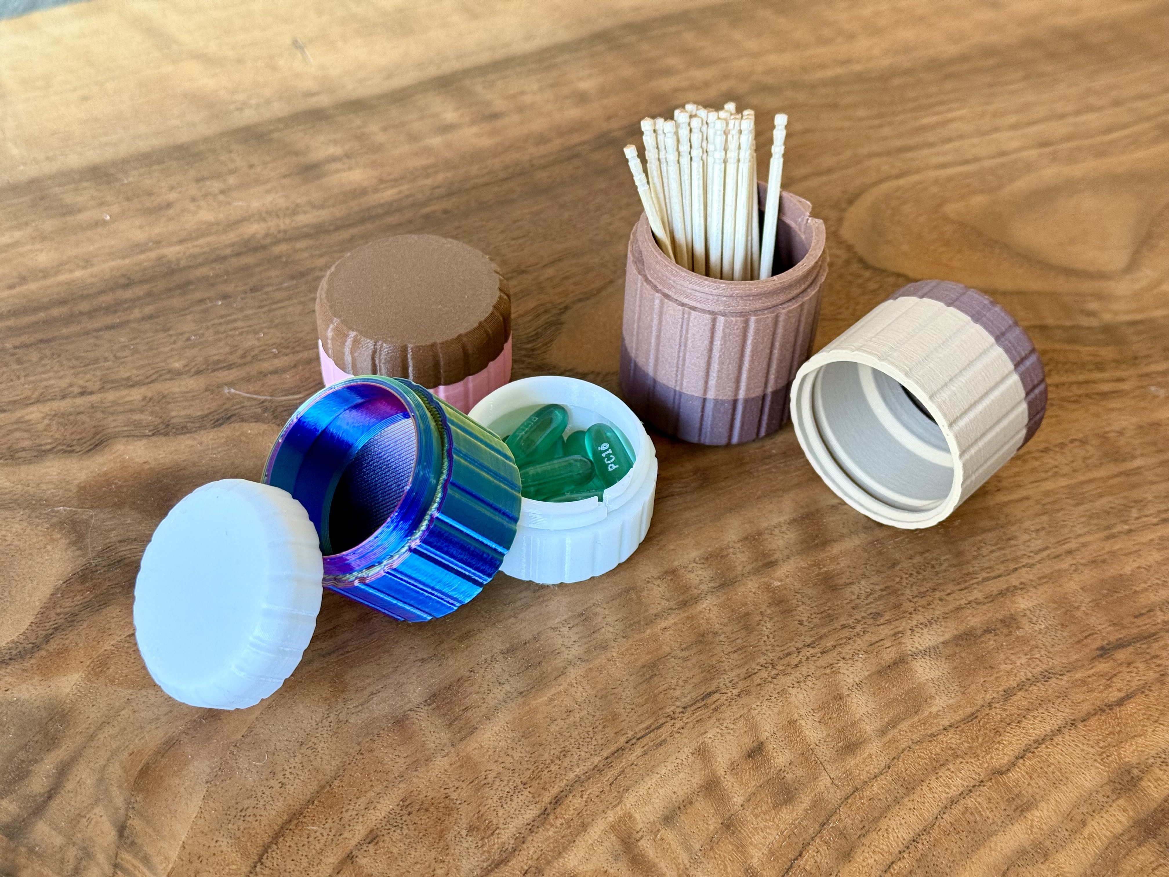 Stackable Travel Pill Containers with Snap Fit