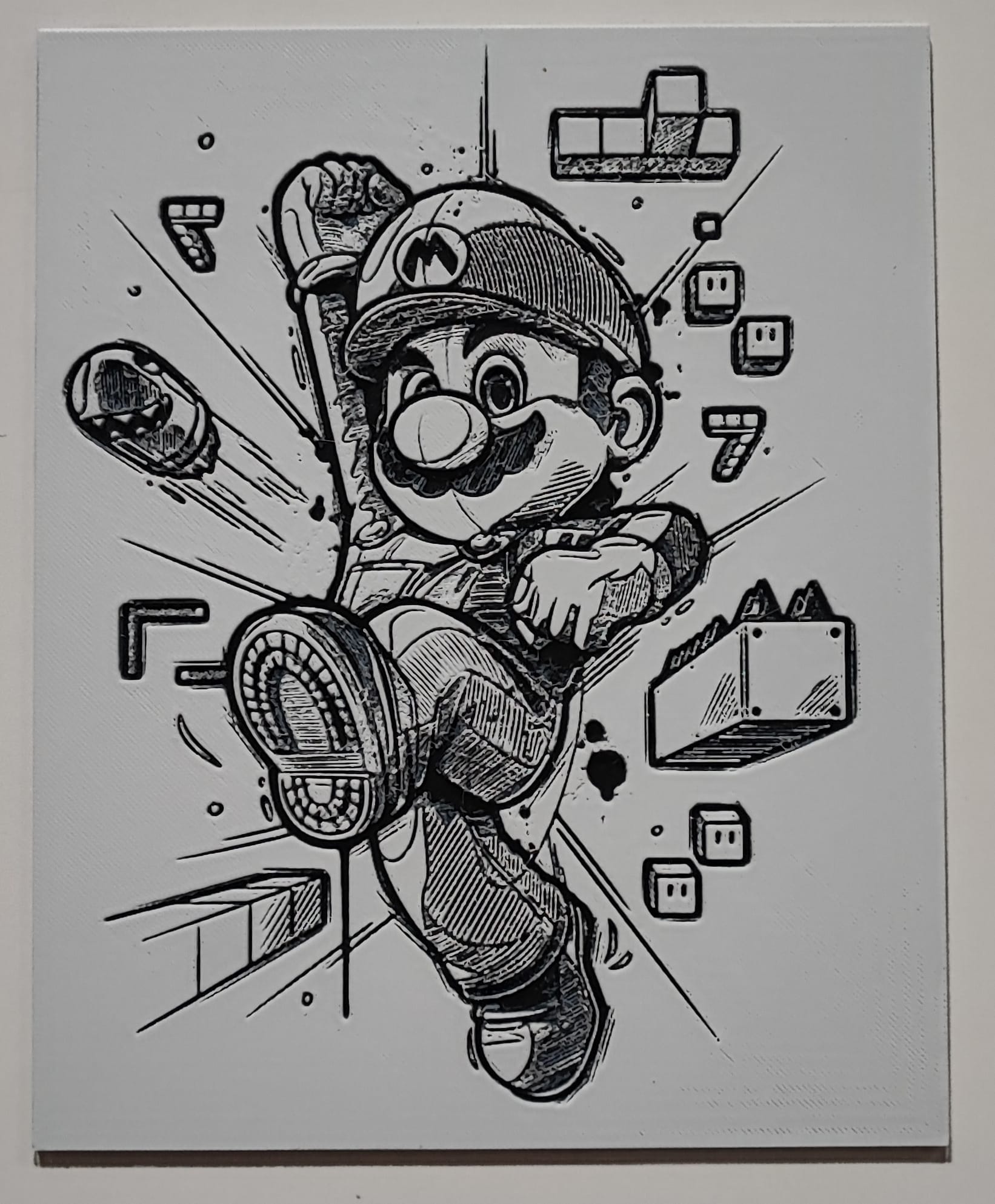 "Super Mario Jump - Arte 3D Impreso en Relieve | STL para Decoración Geek"
