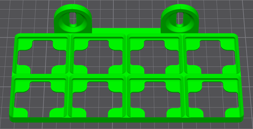 Gridfinity Baseplate 2x4 with Skadis T-Clip fittings 3D model thumbnail