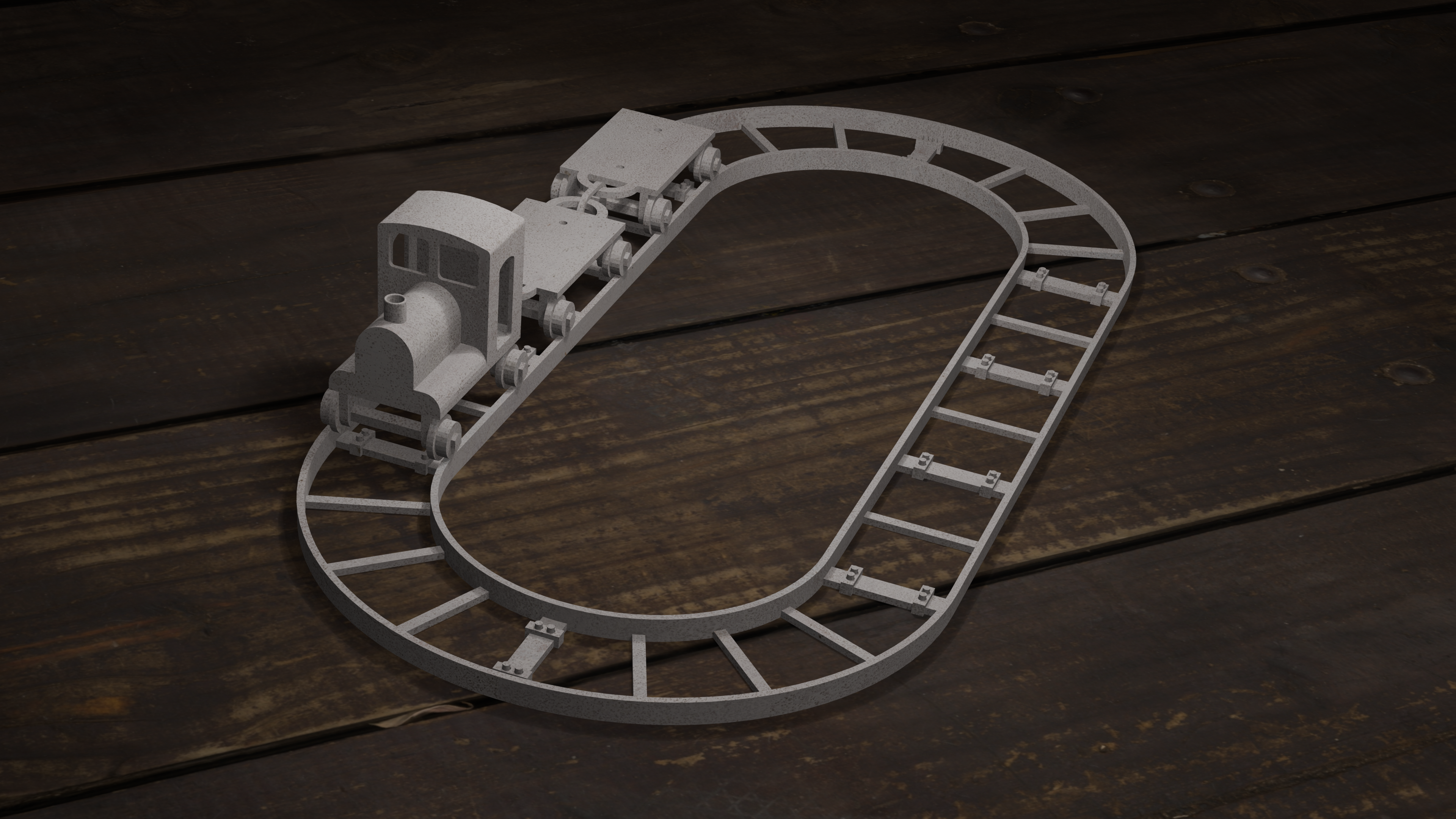 Train Set with Track – 50mm Gauge Railroad, Locomotive & Wagons