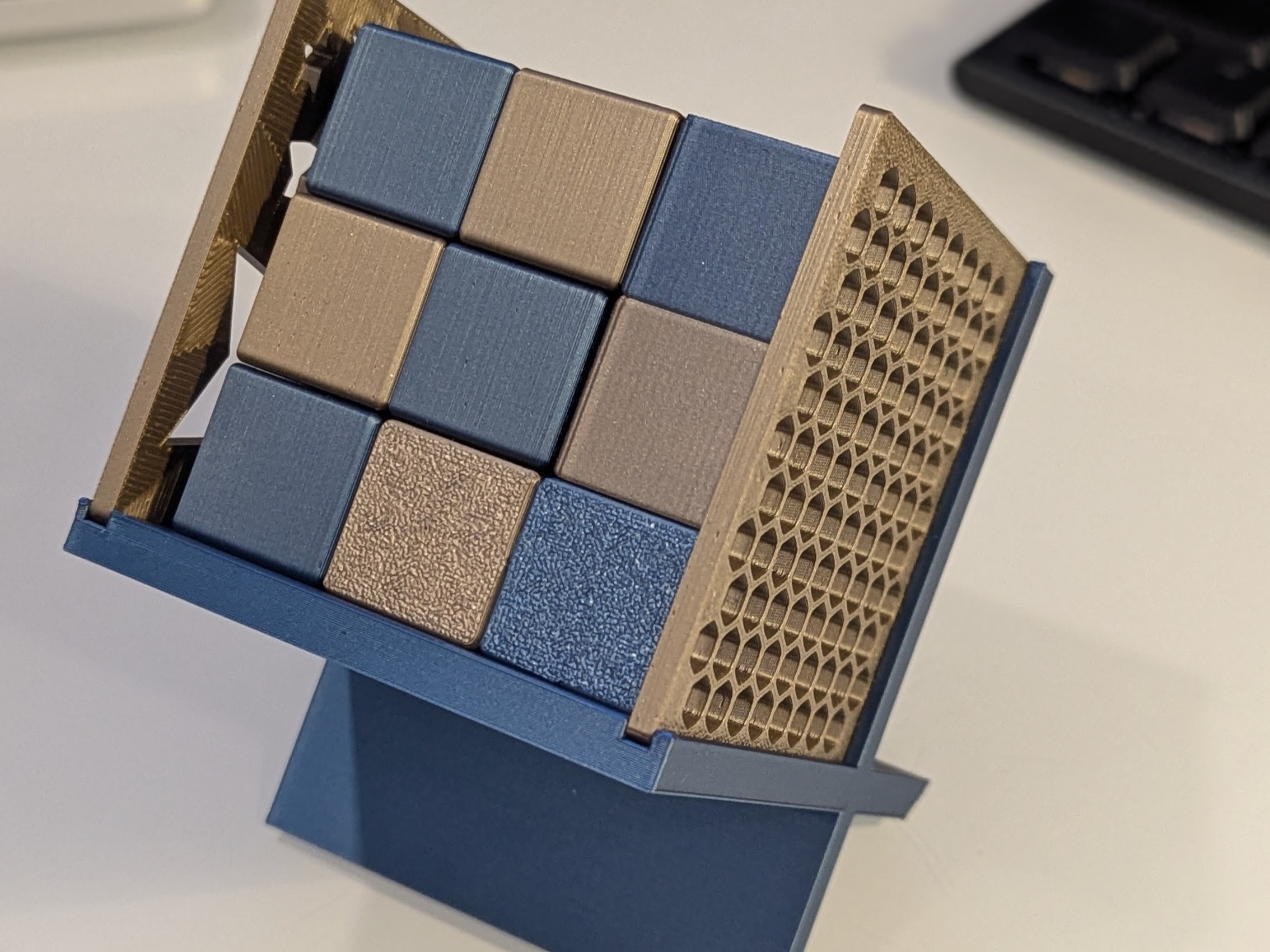 Two Color Puzzle Cube + Holder & Decorative Sides