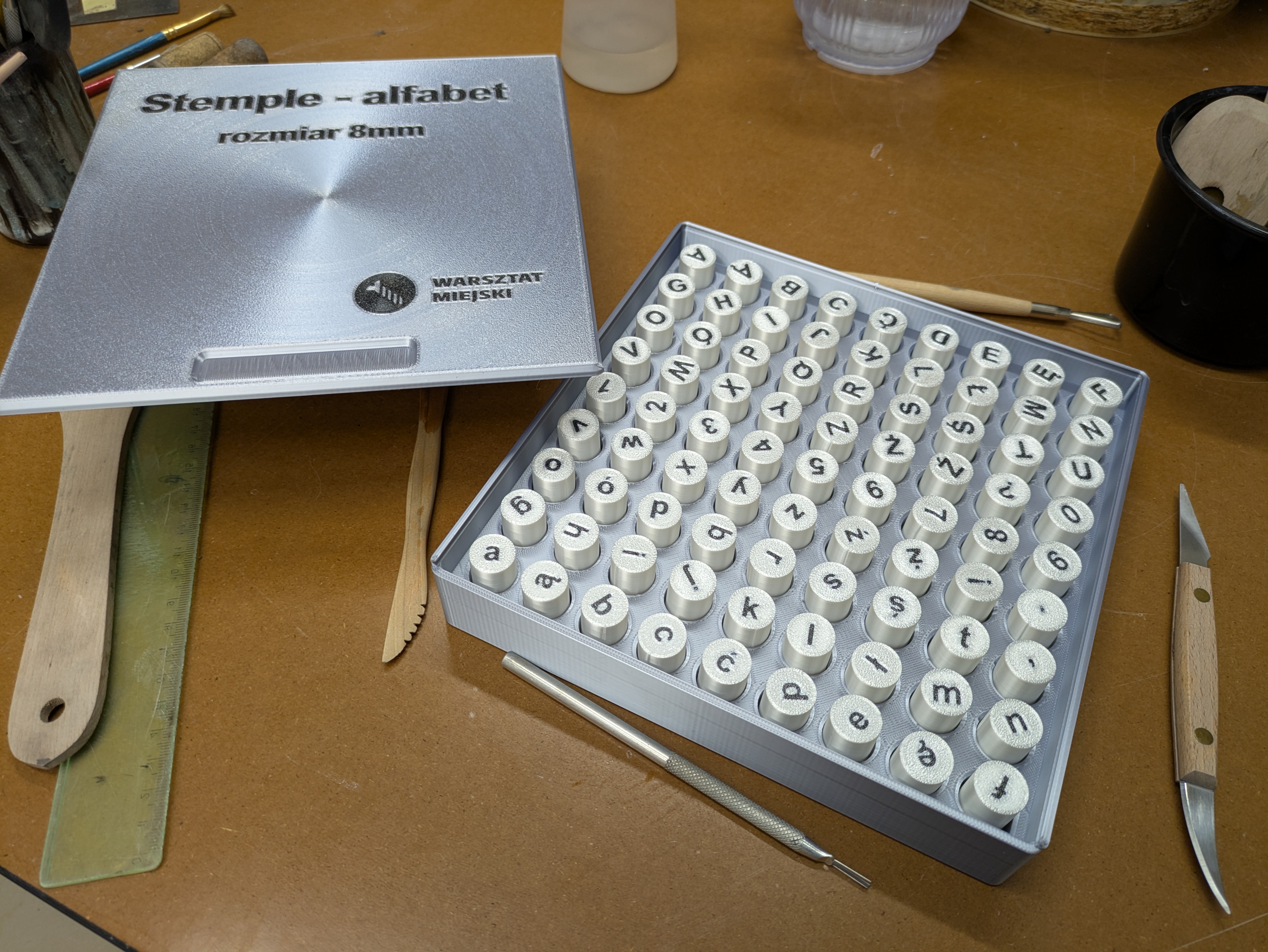 Stamps kit for clay - alphabet and numbers, Polish diacritics