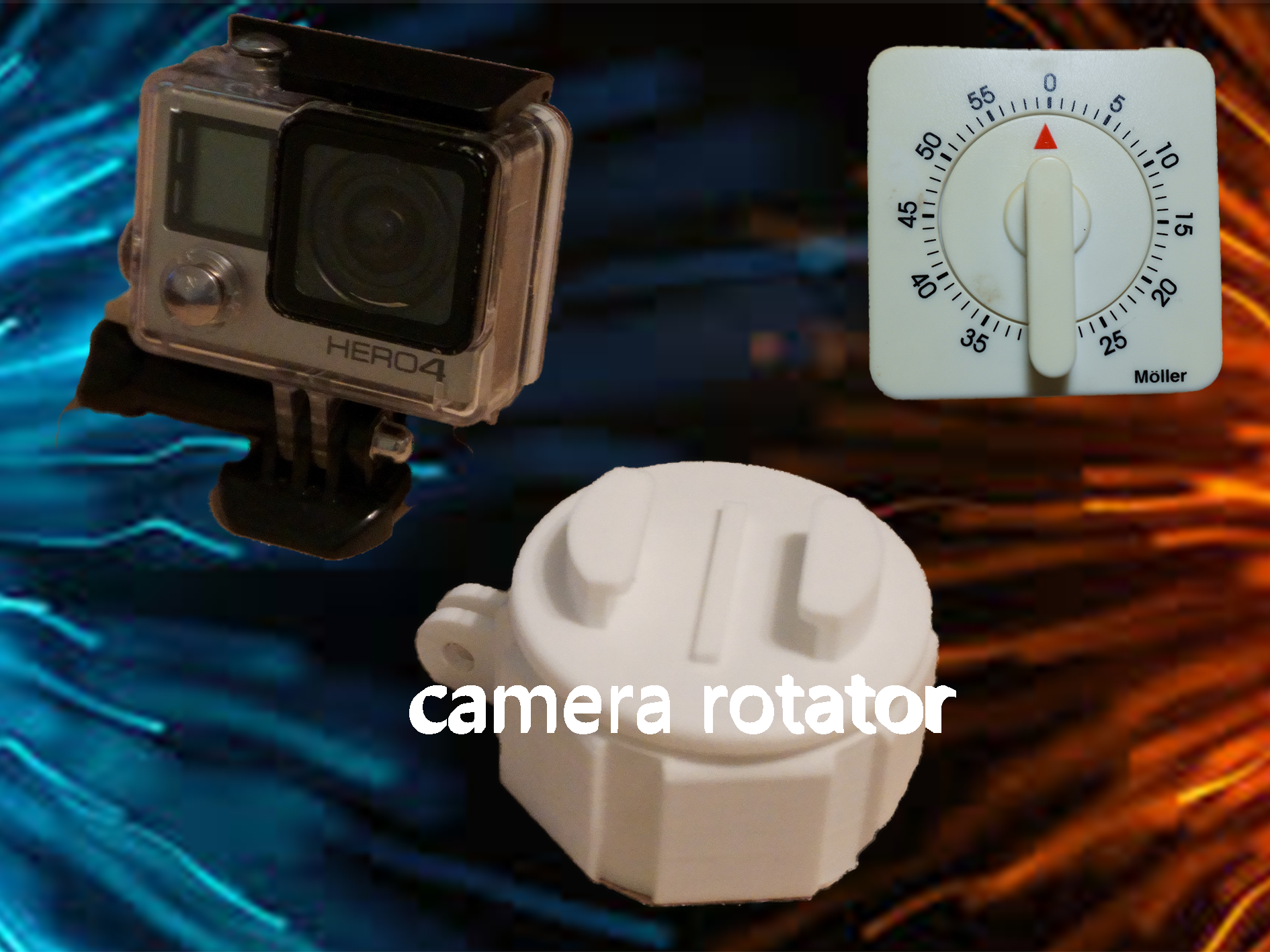 rotating camera holder made of kitchen timer  (gopro)