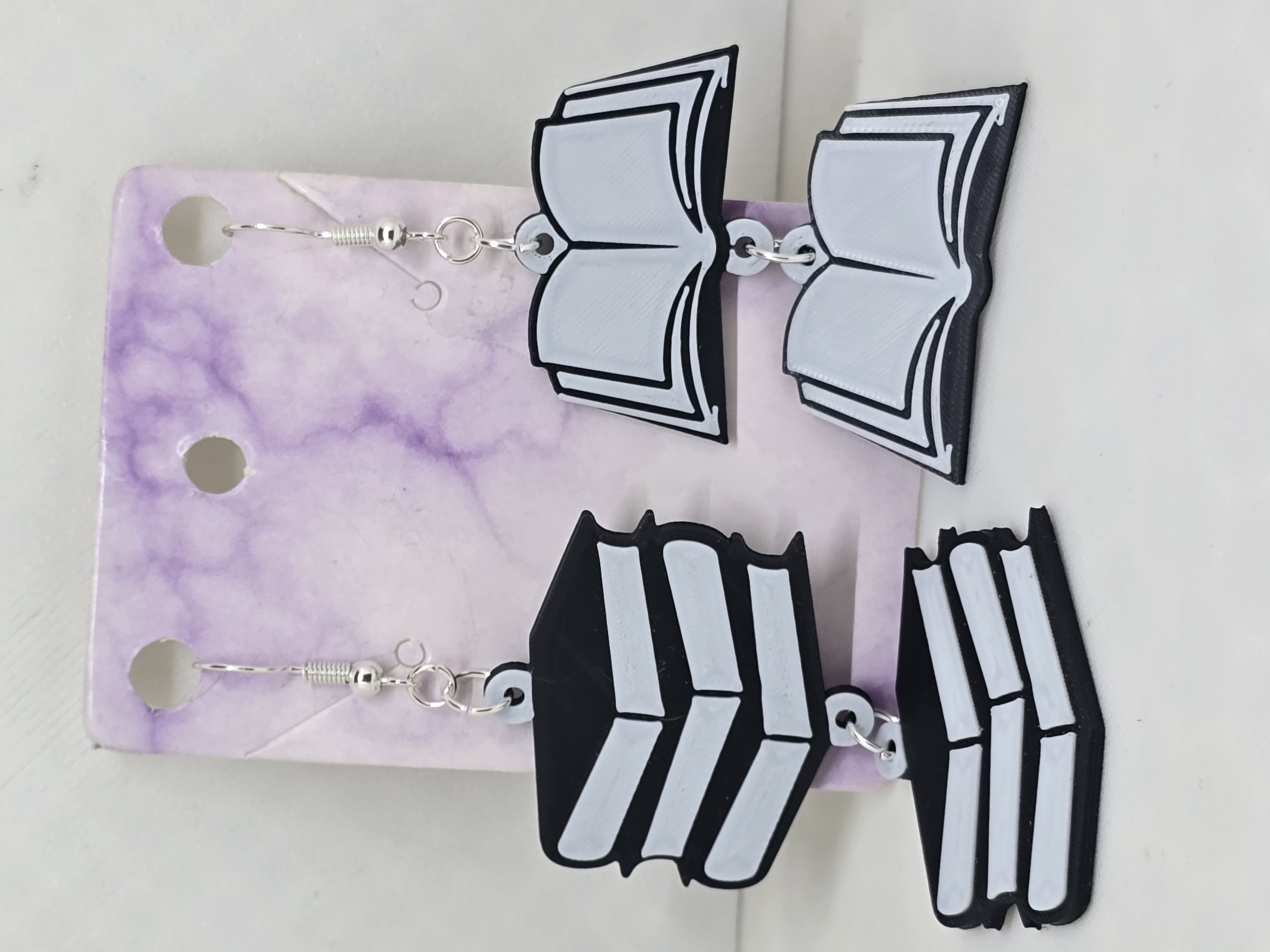 Book Single and Double Hole Earrings