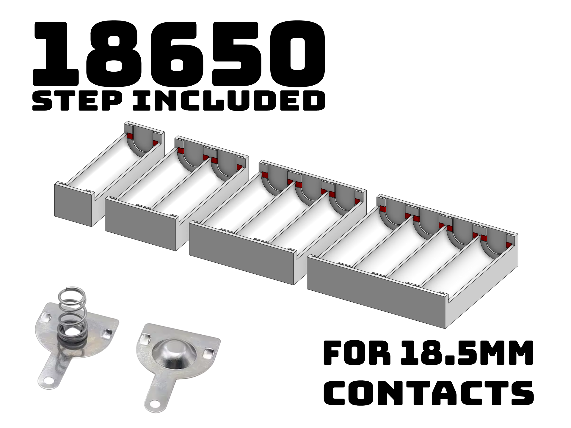 18650 battery holder for 18.5mm contacts