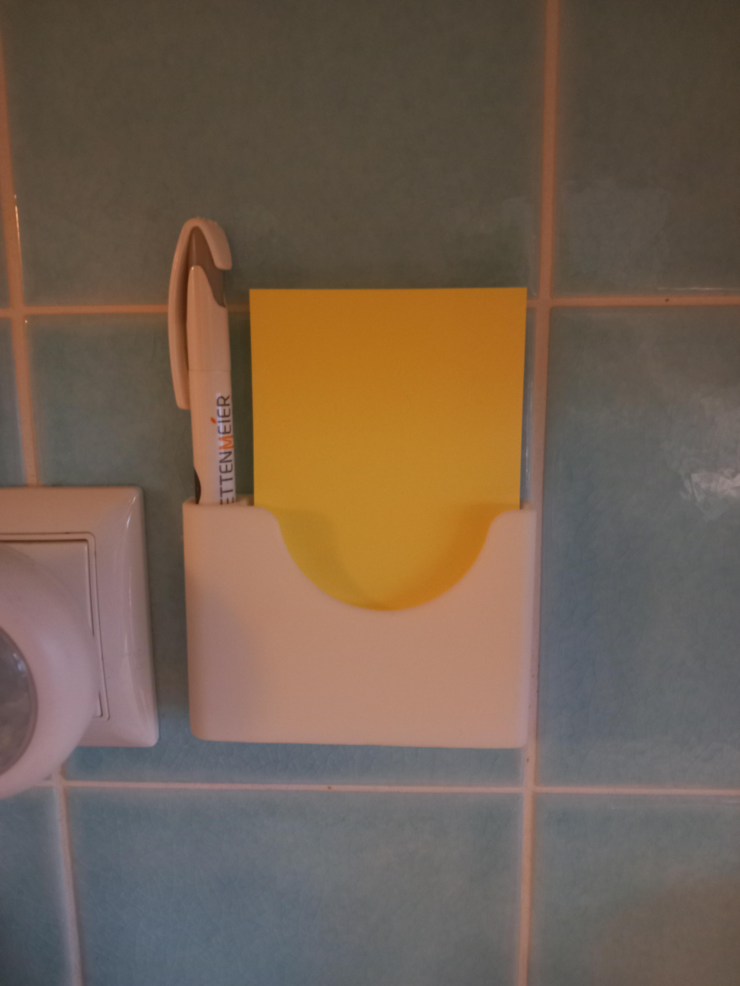 Universal Wall Mounted Sticky Note and Pen Holder
