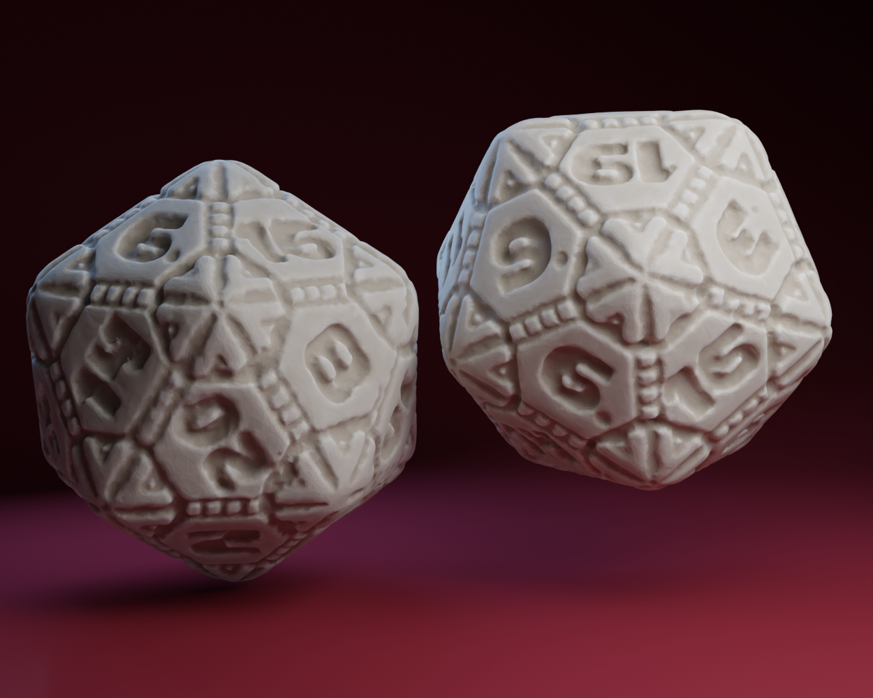 Carved Bone D20 Dice