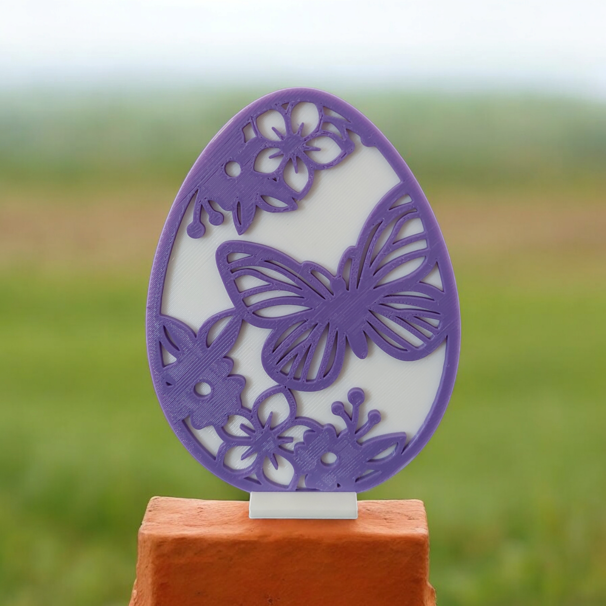 Easter Egg with Flowers & Butterflies with Stand