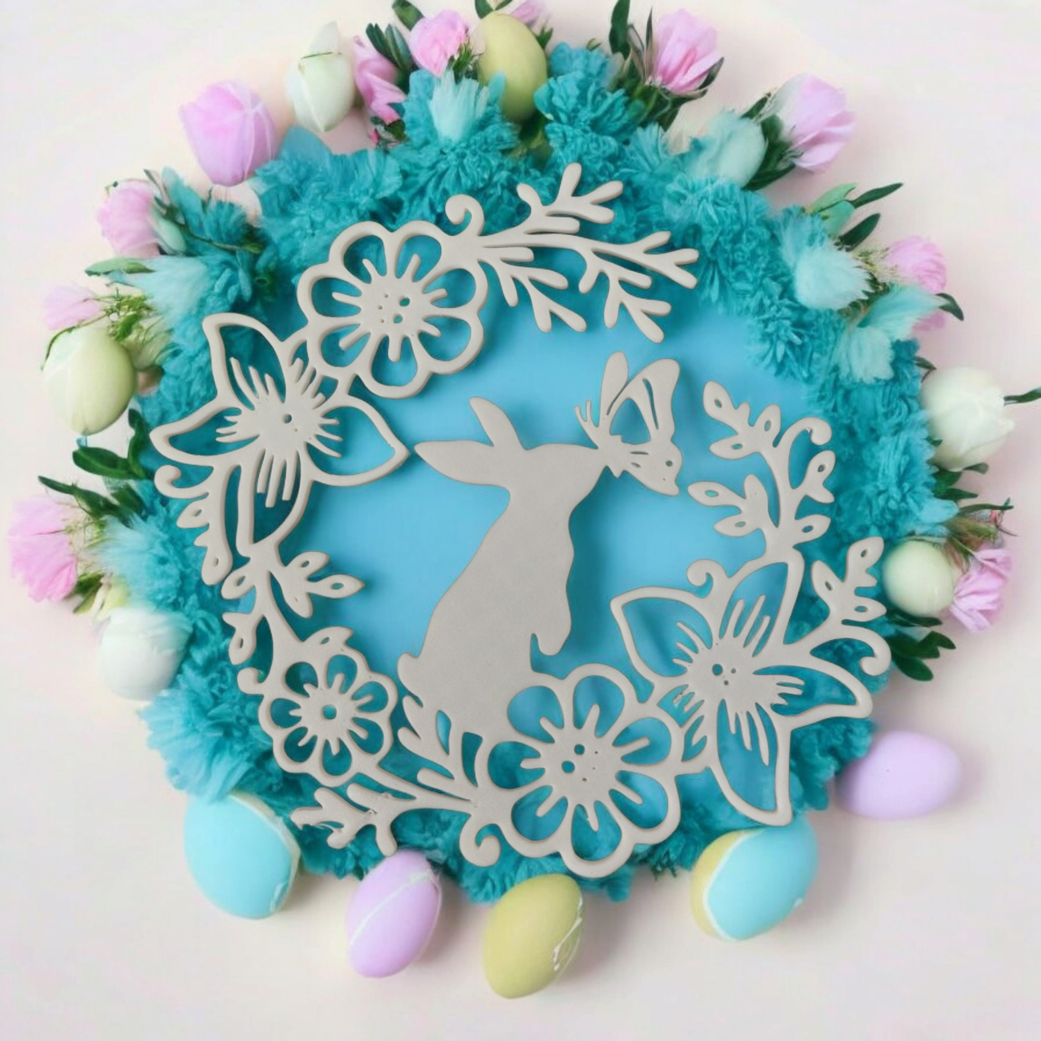 Easter Bunny Flower Silhouette Wall Art
